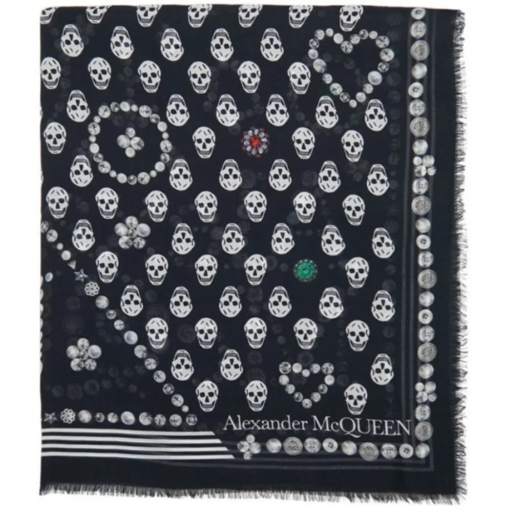 NEW Alexander McQueen Jewelled Skull Scarf - Picture 6 of 6
